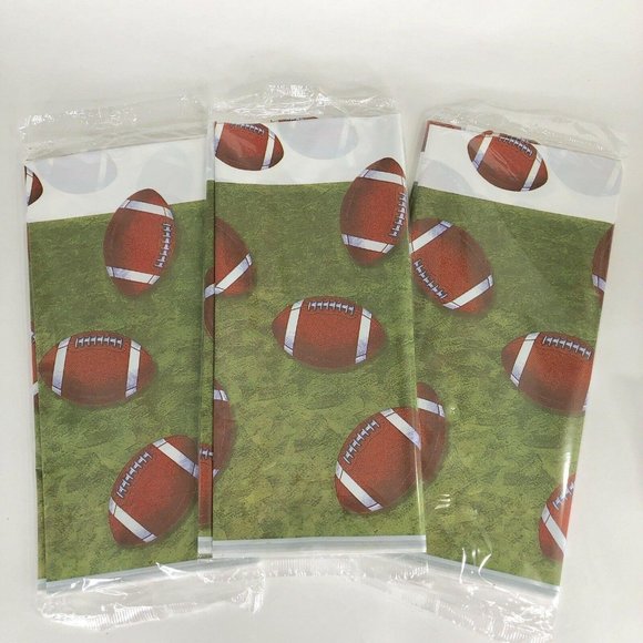 3 Football Tablecloths Table Cover Plastic 54" x 96" Tablecloth Party Designware - Picture 2 of 3